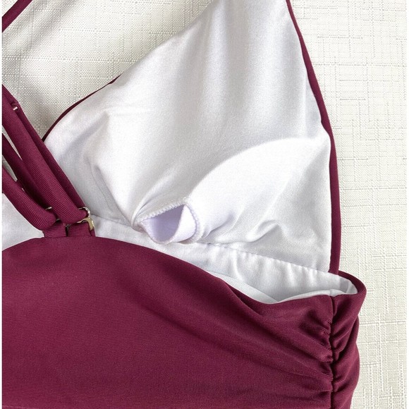 Womens One Piece Swimsuit Small Beachsissi Ruched Cinched Sides Criss Cross Back - Picture 6 of 16